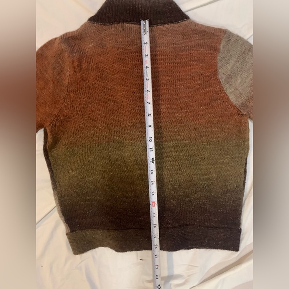Art & Soul rust and shades of brown color, 3/4 sleeve tie front cardigan - Picture 4 of 5